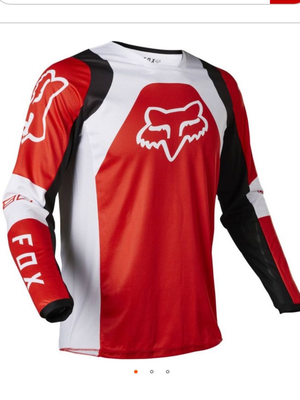 Fox Red White Black Foxhead Motocross Jersey - kids Long Sleeve